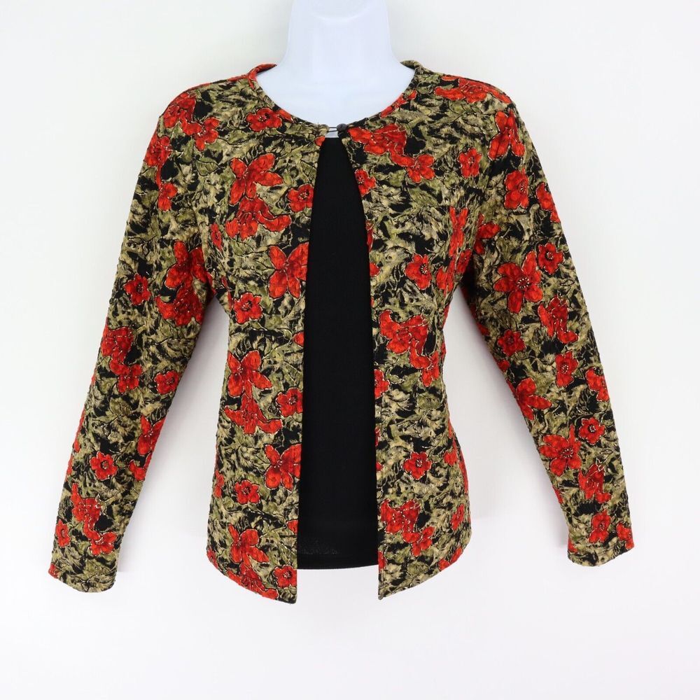 Notations Blouse Womens Size PL Multicolor Floral Shirt Long Sleeves Stretch